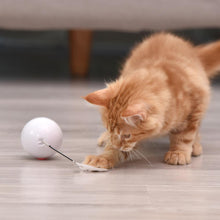 Load image into Gallery viewer, Smart Interactive Cat Toy Colorful LED Self Rotating Ball Bell and Feather Toys USB Rechargeable Cat Kitten Ball Toy Cat Exercise Ball with Feather Bell and Catnip