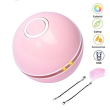Load image into Gallery viewer, Smart Interactive Cat Toy Colorful LED Self Rotating Ball Bell and Feather Toys USB Rechargeable Cat Kitten Ball Toy Cat Exercise Ball with Feather Bell and Catnip