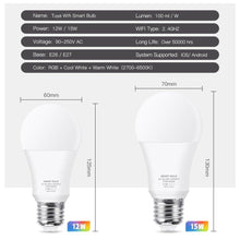 Load image into Gallery viewer, Smart Light Bulb E27 LED Lamp RGB+White+Warm White Work With Alexa Google Home Dimmable Timer Function RGB LED Bulb Bulb-Timer Sunrise Sunset Dimmable Multicolo Warm White No Hub Required Compatible With Alexa Google Home Assistant