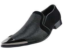 Load image into Gallery viewer, Bolano Dezzy Rhinestone Encrusted Smoking Slip-on Tuxedo Men's Dress Shoes | Dezzy Black