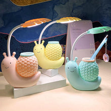 Load image into Gallery viewer, Snail Led Table Lamp Cute Pen Holder Desk Light Reading Study Children Bedroom College Dorm Eye Protection Adjustable Organizer Cute Study Lamps for Bedroom Décor