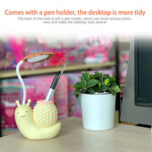 Load image into Gallery viewer, Snail Led Table Lamp Cute Pen Holder Desk Light Reading Study Children Bedroom College Dorm Eye Protection Adjustable Organizer Cute Study Lamps for Bedroom Décor