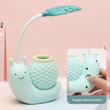 Load image into Gallery viewer, Snail Led Table Lamp Cute Pen Holder Desk Light Reading Study Children Bedroom College Dorm Eye Protection Adjustable Organizer Cute Study Lamps for Bedroom Décor