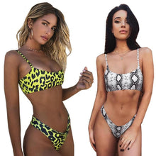 Load image into Gallery viewer, Snakeskin Bikini Women Swimwear Leopard Bikinis Swim Suit Push Up Swimsuit Women's Bikini Scoop Neck Straps Cutout Crop Top with Cheeky Bottom Two Piece Swimsuits Female Beachwear Swimming Bikini Women