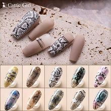 Load image into Gallery viewer, Snakeskin Nail Foils for Nails Transfer Paper Sticker Sexy Sliders Adhesive Paper Wraps Snake Nail Art Decorations Women Nail Decorations Accessories Metal Curve Stripe Lines Design Letter Nail Sticker Adhesive Decoration