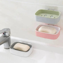 Load image into Gallery viewer, Soap Rack No Drilling Wall Mounted Double Layer Soap Holder Soap Sponge Dish Bathroom Accessories Soap Dishes Self Adhesive Soap Dish Bar Soap Holder Soap Dishes Tray Saver Case Box for Shower Bathroom Kitchen Dish Drainer Drying Rack