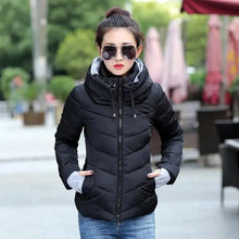 Load image into Gallery viewer, Soft And Comfortable Winter Jacket For Women Short Women's Thicken Outerwear In solid hooded Coats Zipper For Female Slim Cotton padded basic tops