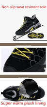 Load image into Gallery viewer, Soft Black Mens Boots Winter Fur Warm Snow Men Walking Boots Work Shoes Footwear Fashion Rubber Ankle Shoes Warm Fur Lined Ankle Booties Comfortable Non Slip Outdoor Shoes