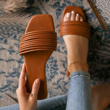 Load image into Gallery viewer, Soft Leather Woven Slippers Women Summer Flat Heels Beach Casual Slides Shoes Woman Outdoor Sandals Open Toe Slippers Summer Sandals For Women Flat Shoes Office Elegant Design Sandals