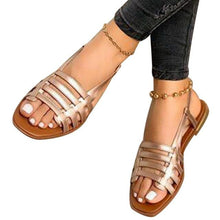 Load image into Gallery viewer, Soft Leather Woven Slippers Women Summer Flat Heels Beach Casual Slides Shoes Woman Outdoor Sandals Open Toe Slippers Summer Sandals For Women Flat Shoes Office Elegant Design Sandals