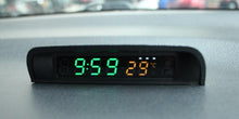 Load image into Gallery viewer, Solar Car Digital Clock Thermometer Dual Color Display Smart Switch High Precision LED Digital Clock Dashboard Solar Powered Car Electronic Clock Stick-On Luminous Car Clock Dashboard Auto Clock Car Watch Clock with Adjustable Brightness Date Temperature