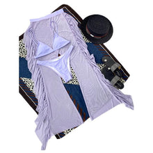 Load image into Gallery viewer, Solid bikini Mesh 3 Pieces Set Swimsuit 3 Pieces Swimsuit Solid Padded Swimwear with Maxi Wrap Skirt Beach Vacation Swim Bath Wear Women Elegant Swimwear Female Ruffle Swimming Suit Sports Bathing Suit