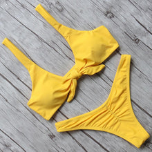Load image into Gallery viewer, Solid Bikini Set Swimsuit Women Bikini Swimwear Female Halter Top Bathing Suit Swimming Wear Bikini High Cut Swimsuit High Waist Plus Size Summer Swimwear
