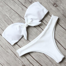 Load image into Gallery viewer, Solid Bikini Set Swimsuit Women Bikini Swimwear Female Halter Top Bathing Suit Swimming Wear Bikini High Cut Swimsuit High Waist Plus Size Summer Swimwear