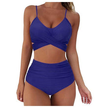 Load image into Gallery viewer, Solid Swimwear Women Top Swimsuit Bikini Solid Push Up High Cut Lace Up Halter Bikini Set Women High Waist Bikini Twist Front Swimsuits Lace Up Bikini Tops 2 Piece Bathing Suits Summer Swimsuit