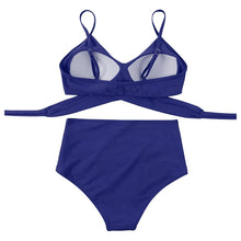 Load image into Gallery viewer, Solid Swimwear Women Top Swimsuit Bikini Solid Push Up High Cut Lace Up Halter Bikini Set Women High Waist Bikini Twist Front Swimsuits Lace Up Bikini Tops 2 Piece Bathing Suits Summer Swimsuit
