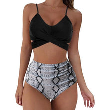 Load image into Gallery viewer, Solid Swimwear Women Top Swimsuit Bikini Solid Push Up High Cut Lace Up Halter Bikini Set Women High Waist Bikini Twist Front Swimsuits Lace Up Bikini Tops 2 Piece Bathing Suits Summer Swimsuit