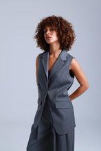 Load image into Gallery viewer, Broadway Sophia Longline Virgin Wool Waistcoat in Mid Grey