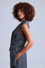 Load image into Gallery viewer, Broadway Sophia Longline Virgin Wool Waistcoat in Mid Grey