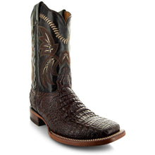 Load image into Gallery viewer, Brown Caiman Belly Print Men's Cowboy Boots H4001