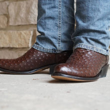 Load image into Gallery viewer, Men's Brown Ostrich Print Cowboy Boots (H7002)