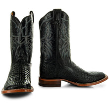 Load image into Gallery viewer, Black Caiman Belly Print Men's Cowboy Boots H4001