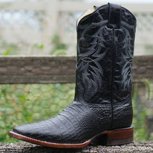 Load image into Gallery viewer, Black Caiman Belly Print Men's Cowboy Boots H4001