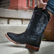 Load image into Gallery viewer, Black Caiman Belly Print Men's Cowboy Boots H4001