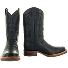 Load image into Gallery viewer, Black Square Toe Leather Cowboy Boots H4002