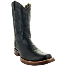 Load image into Gallery viewer, Black Square Toe Leather Cowboy Boots H4002
