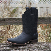 Load image into Gallery viewer, Black Square Toe Leather Cowboy Boots H4002