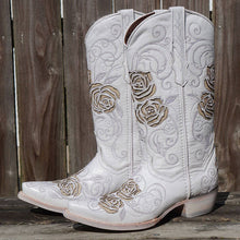 Load image into Gallery viewer, White Rose Inlayed Women's Cowgirl Boots (M50032)