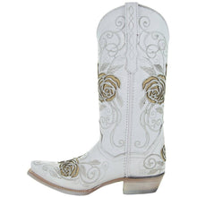 Load image into Gallery viewer, White Rose Inlayed Women's Cowgirl Boots (M50032)