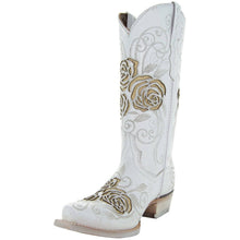 Load image into Gallery viewer, White Rose Inlayed Women's Cowgirl Boots (M50032)