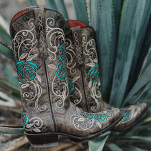 Load image into Gallery viewer, Turquoise Rose Inlayed Women's Cowgirl Boots (M50032)