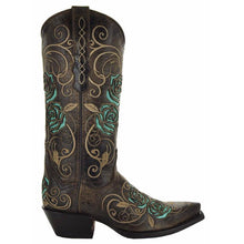 Load image into Gallery viewer, Turquoise Rose Inlayed Women's Cowgirl Boots (M50032)