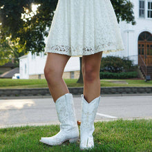 Load image into Gallery viewer, White Rhinestone Cowgirl Boots (Wedding Cowgirl Boots)