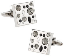 Load image into Gallery viewer, Sparkling Gray Silver Crystal Cufflinks
