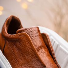 Load image into Gallery viewer, 65-225-CGN SPETTACOLARE Italian Pebble Grain Calfskin Sneakers Cognac