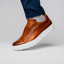 Load image into Gallery viewer, 65-225-CGN SPETTACOLARE Italian Pebble Grain Calfskin Sneakers Cognac