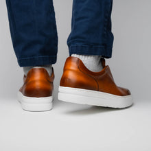 Load image into Gallery viewer, 65-225-CGN SPETTACOLARE Italian Pebble Grain Calfskin Sneakers Cognac