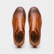 Load image into Gallery viewer, 65-225-CGN SPETTACOLARE Italian Pebble Grain Calfskin Sneakers Cognac