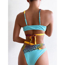 Load image into Gallery viewer, Splicing Bikini Female Swimsuit Two Piece Bikini Swimsuit for Women High Waist Crisscross Halter Wrap Bathing Suits with Bikini Bottom Women Swimwear Two-piece Bikini set Asymmetric Mid Waist Bather Bathing Suit Swim