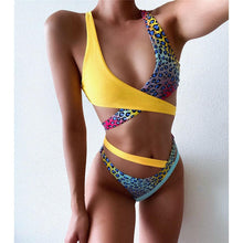 Load image into Gallery viewer, Splicing Bikini Female Swimsuit Two Piece Bikini Swimsuit for Women High Waist Crisscross Halter Wrap Bathing Suits with Bikini Bottom Women Swimwear Two-piece Bikini set Asymmetric Mid Waist Bather Bathing Suit Swim