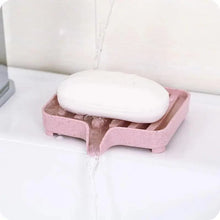 Load image into Gallery viewer, Sponge Holder PP Wheat Straw Storage Rack Drain Soap Box Tray Soapbox 1 Pcs Shower Soap Tray Tool Soap Dish Plate Holder Waterfall Draining Soap Sponge Holder for Shower Kitchen Sink Bathroom Laundry Countertop Face Body Bath Soap, Soap-Saving Dish