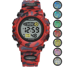 Load image into Gallery viewer, Sports Military Kids Digital Watches Student Childrens Watch Fashion Luminous Led Alarm Camouflage Green Waterproof Digital Sport Watches For Kids Birthday Presents Gifts