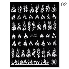 Load image into Gallery viewer, Spring Abtract Stripe Lines Flower Leaves 3D Nail Sticker Black White Butterfly Transfer Decals Slider Nail Art Decoration Decals Sticker For Pretty Girl Self-Adhesive Nail Decals Designer Nail Stickers for Acrylic Nail Art Decals Water Transfer Nail