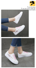 Load image into Gallery viewer, Spring Fashion Breathble Women Sneakers Leather Platform Shoes Women Lace Up Casual Shoes White Fashion Sneakers White PU Leather Platform Sneaker For Women Lace Up Walking Sneakers