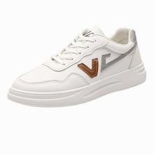 Load image into Gallery viewer, Spring Fashion Breathble Women Sneakers Leather Platform Shoes Women Lace Up Casual Shoes White Fashion Sneakers White PU Leather Platform Sneaker For Women Lace Up Walking Sneakers