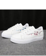 Load image into Gallery viewer, Spring Fashion Breathble Women Sneakers Leather Platform Shoes Women Lace Up Casual Shoes White Fashion Sneakers White PU Leather Platform Sneaker For Women Lace Up Walking Sneakers